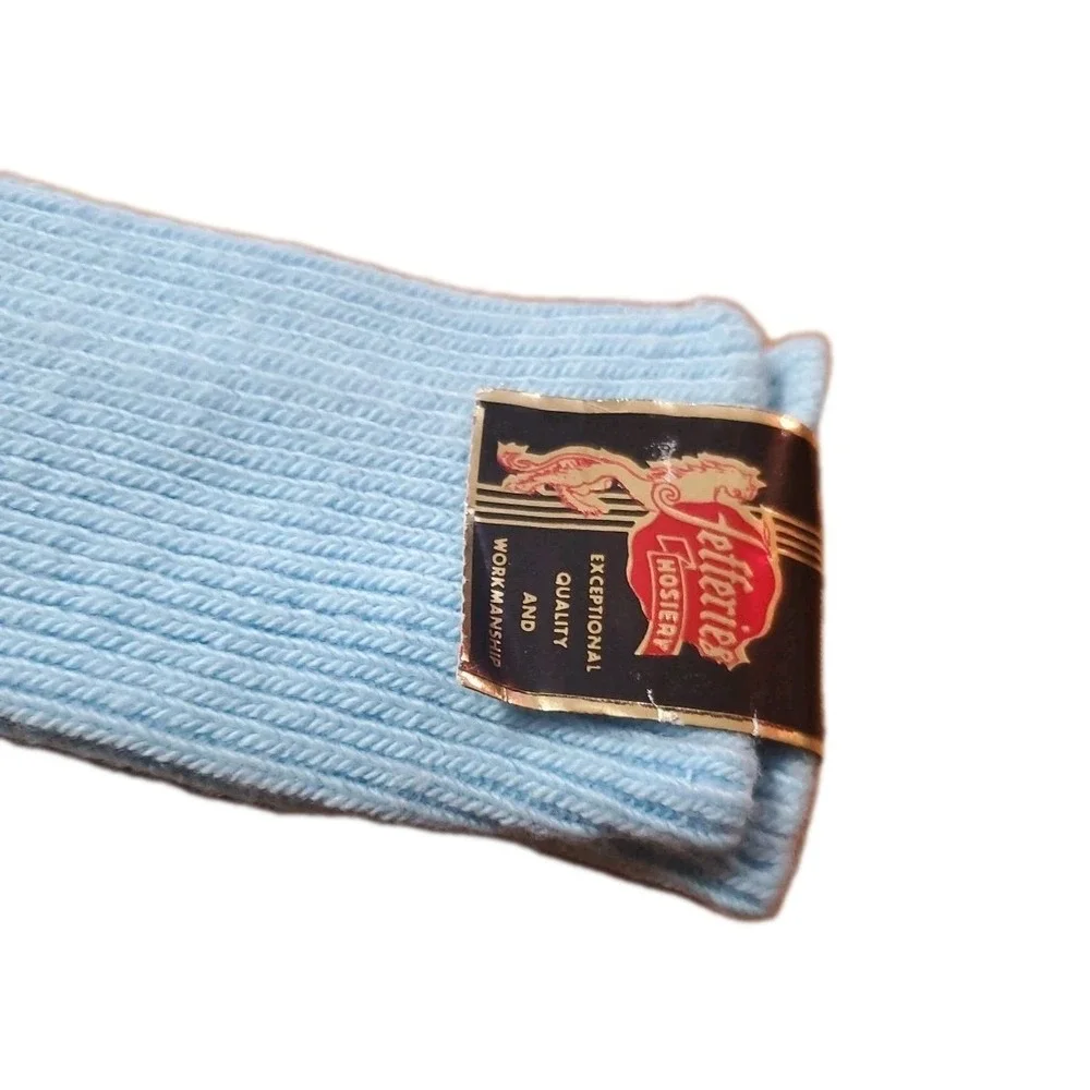 Vintage Mid Calf Socks Jefferies Hosiery Orlon Nylon Size 10-13 Blue